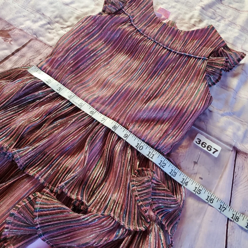 FAO Schwarz Ruffled Multicolor Dress Tiered Shimmery Formal Party Girls Size 8